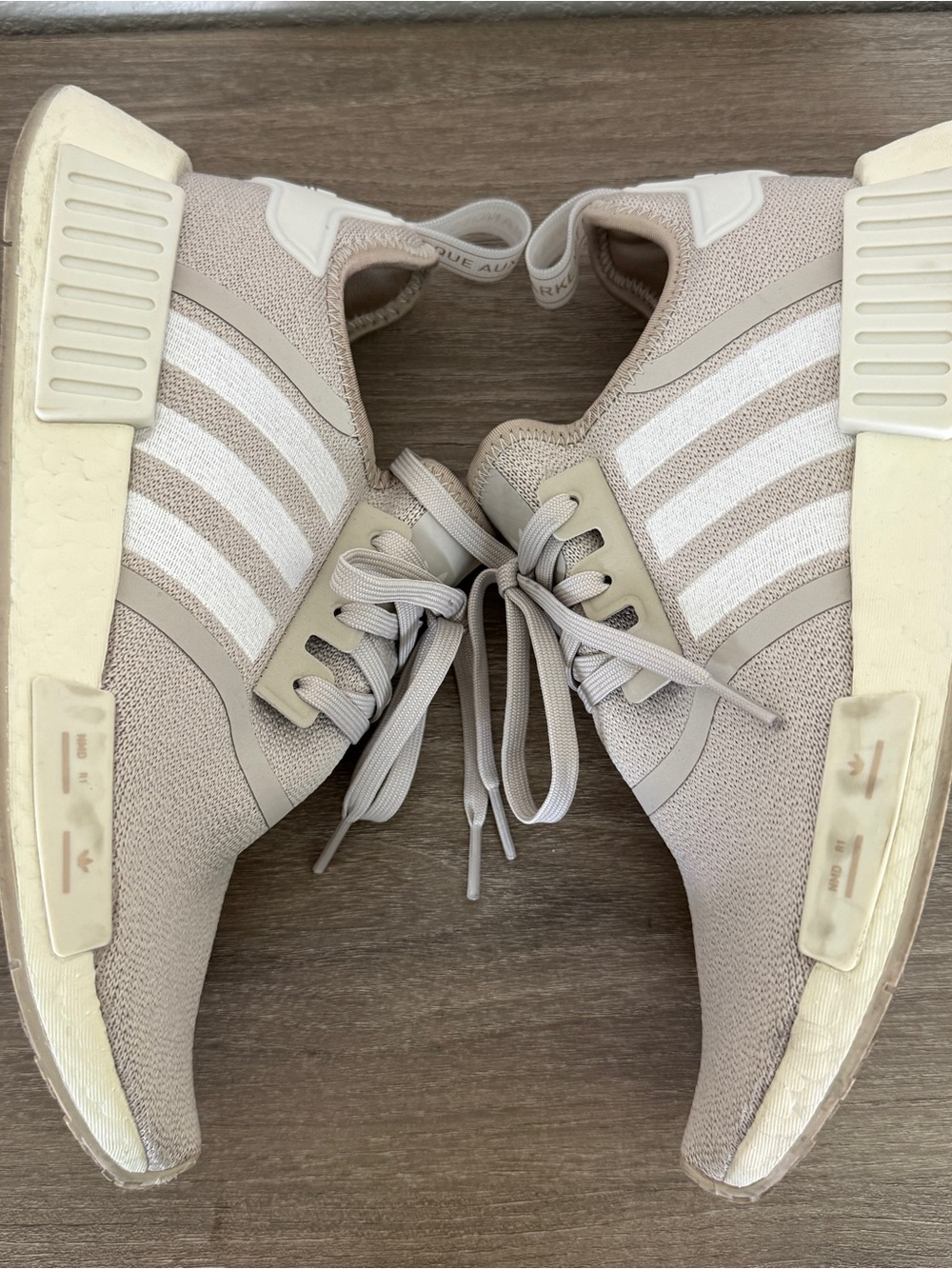 Adidas NMD_R1 Beige Cream Knit Sneakers Women’s Size 8.5 Boost Casual Shoes